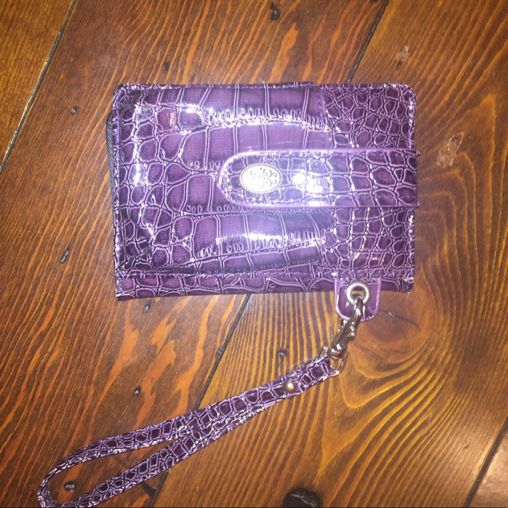 Purple Snake Skin Wallet with Wrist Strap